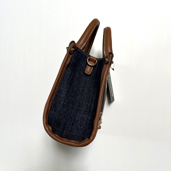 NWT Original TRUE RELIGION Dark Denim Horseshoe Mini Tote Crossbody Bag Studded - Picture 5 of 11